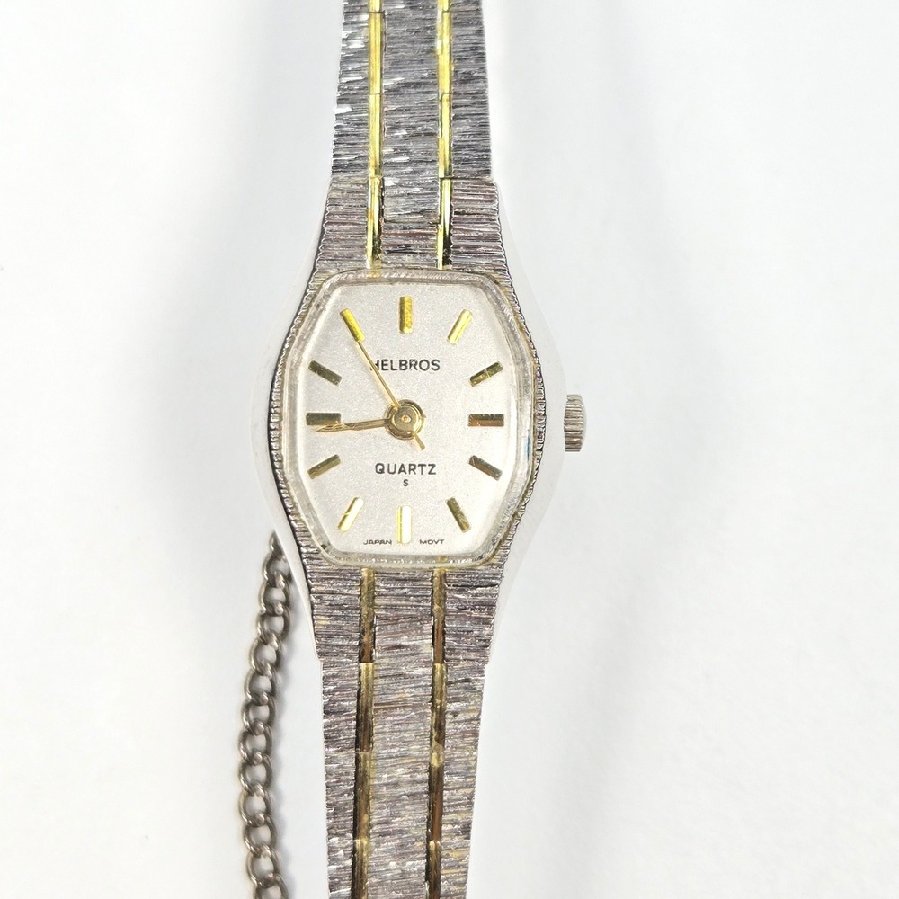 Helbros Vintage Two Tone Quartz Tonneau Watch 6.5" link Bracelet V238 24783 - Picture 2 of 14
